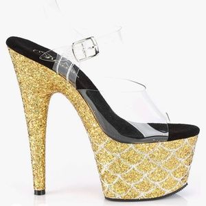 Gold Glittered Mermaid Scale Pleasers 7” size 7